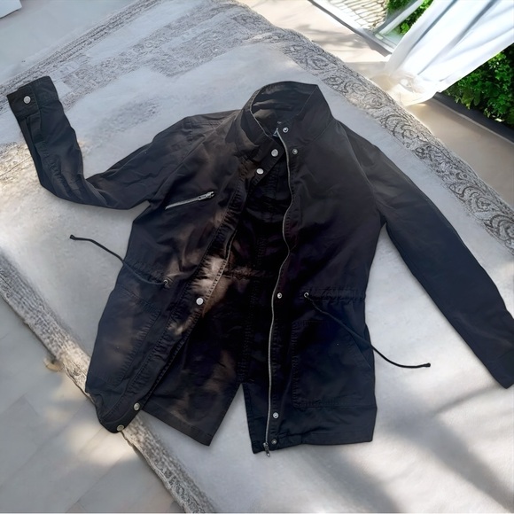 Forever 21 Women's Black Full Zip Button Utility Jacket- SZ(S) - Picture 7 of 14
